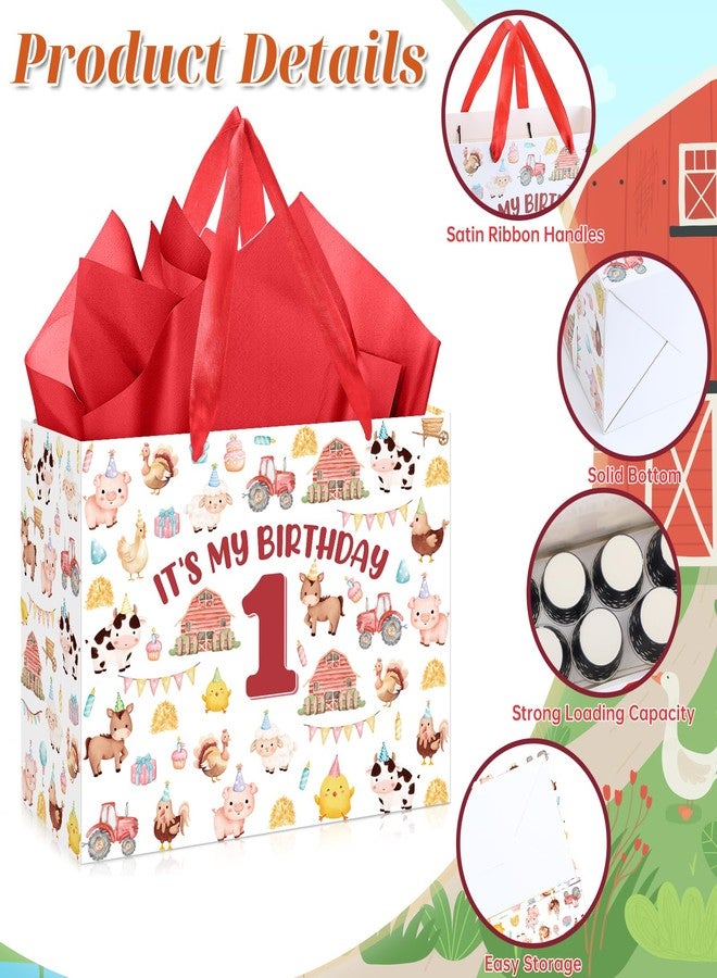 Woosytoo Farm Animal 1st Birthday Gift Bag Large Farmhouse First Birthday Gift Bag with Wrapping Paper and Card for Baby Boys Girls Newborn Baby Shower Farm Themed One Year Old Bday Party Supplies - Image 4